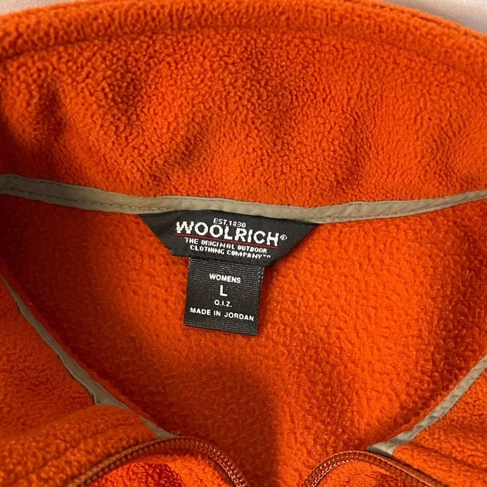Woolrich Orange Fleece Vest Full Zip‎ and Pockets Women’s Size Large